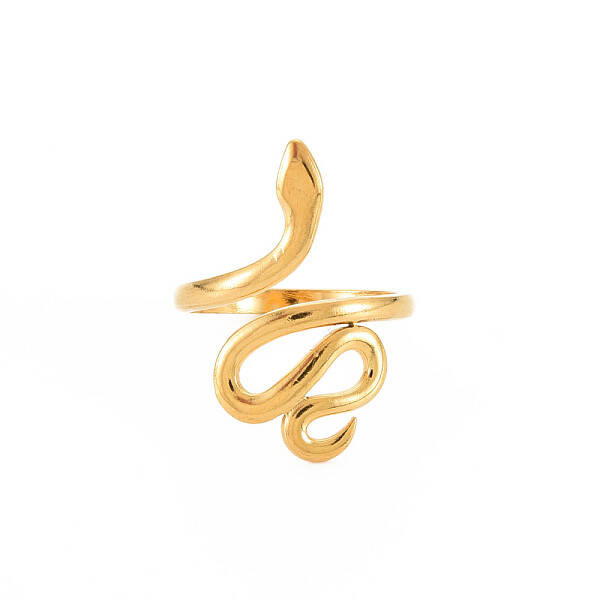 Ion Plating(IP) 304 Stainless Steel Snake Wide Open Cuff Ring for Women