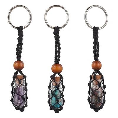 Natural & Synthetic Gemstone Wishing Bottle Keychain