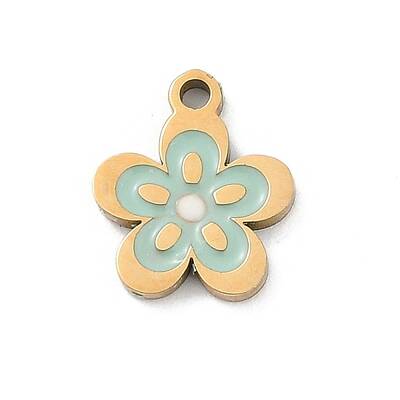 304 Stainless Steel Enamel Flower Charms