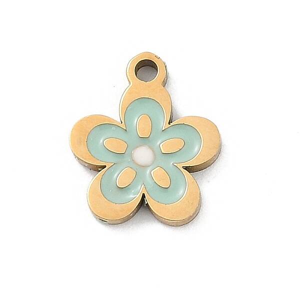 304 Stainless Steel Enamel Flower Charms