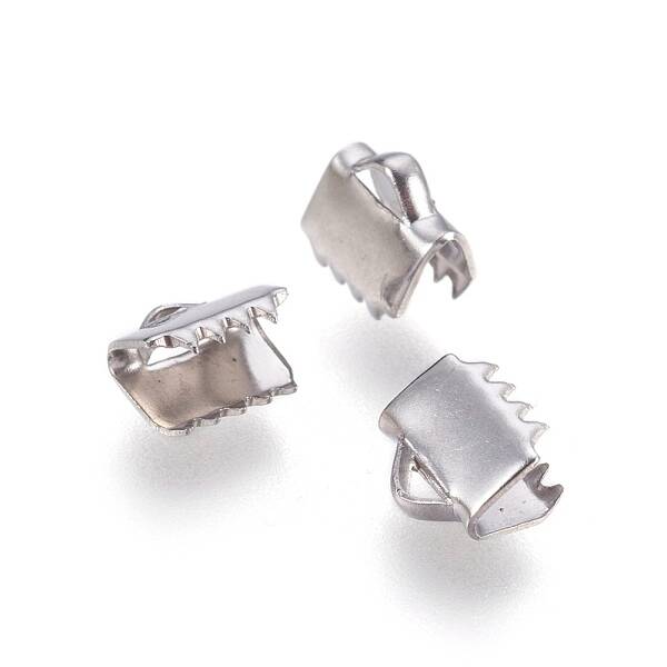 Tarnish Resistant 304 Stainless Steel Ribbon Crimp Ends