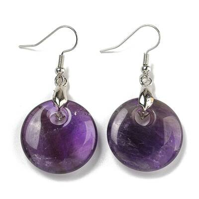 Rack Plating Brass Flat Round Dangle Earrings for Women