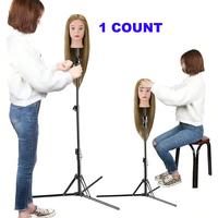 63 Inch Mannequin Head Stand, Foldable Wig Stand Tripod, Adjustable Wig Head Stand with Set for Wig Making, Hair Styling Acce...