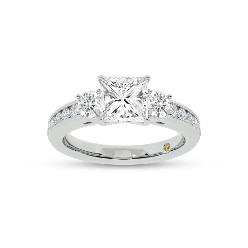 Aura Channel Set Half Coverage Three Stone Princess Cut Lab Grown Diamond Engagement Ring | 14K White Gold 3 1/2 CT. TW.