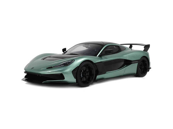 2024 Rimac Nevera R Green Metallic with Black Top 1/18 Model Car by GT Spirit