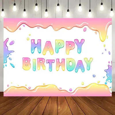 Splashing Colorful Water Happy Birthday Backdrop