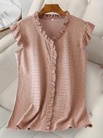 Women's Plain V Neck Tank Top, Casual Hollow Out Top for Summer, Ladies Clothes for Daily Wear, Womenswear