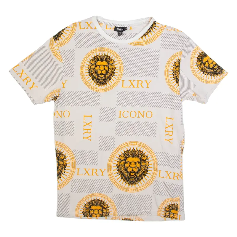 ICONO Lion Mens T-Shirt White L