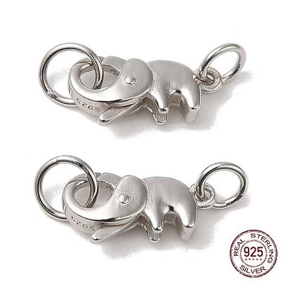 Anti-Tarnish Rhodium Plated 925 Sterling Silver Lobster Claw Clasps with Jump Rings