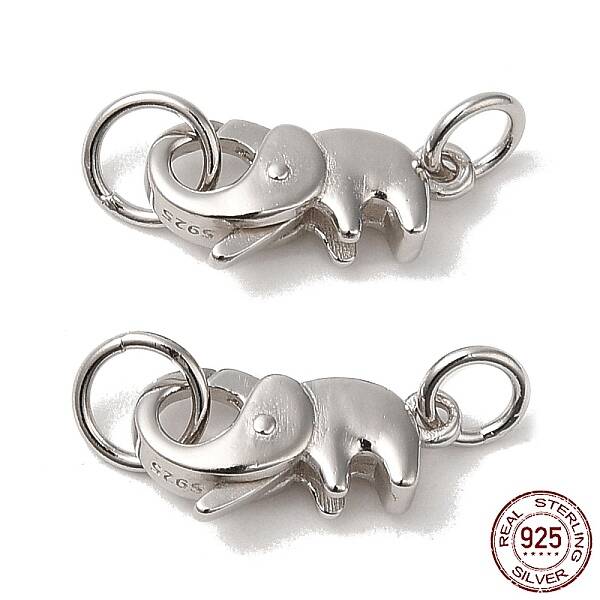 Anti-Tarnish Rhodium Plated 925 Sterling Silver Lobster Claw Clasps with Jump Rings