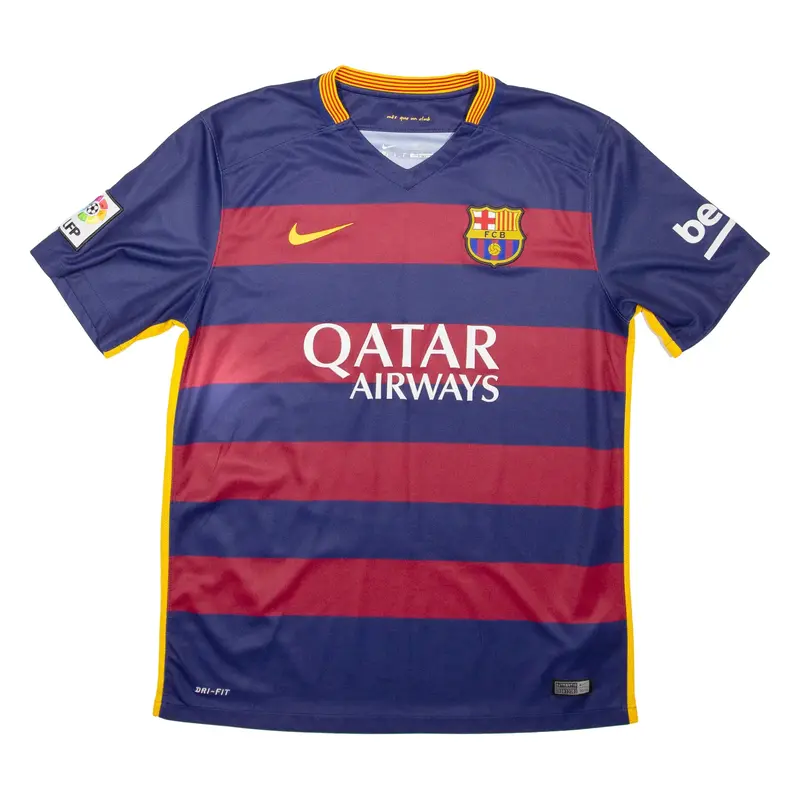 NIKE FC Barcelona Mens Football Shirt T-Shirt Blue V-Neck L
