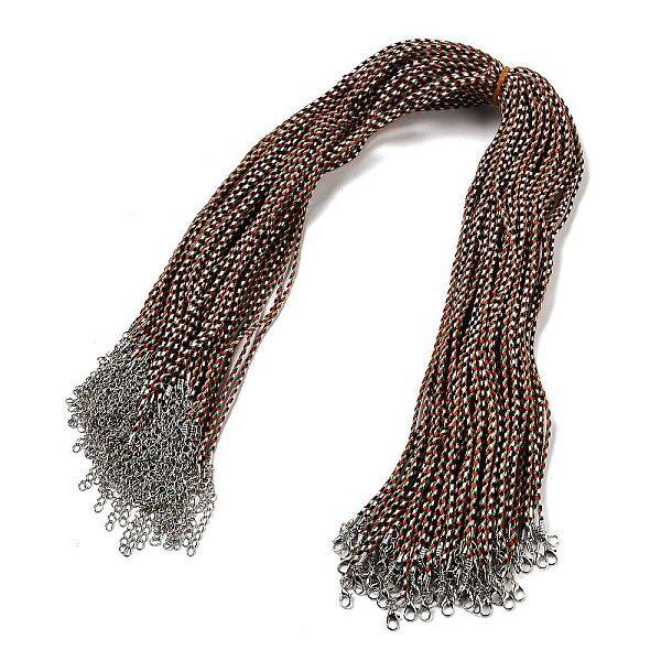 2MM Braided Round Polycotton Cord Necklace Making with Alloy Lobster Claws Clasps and Iron End Chains
