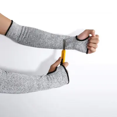 Cut Resistant Arm Sleeves with Thumb Hole, 1 Pair Level 5 Protective Slash Resistant Safety Protective Arm Sleeves, Universal...