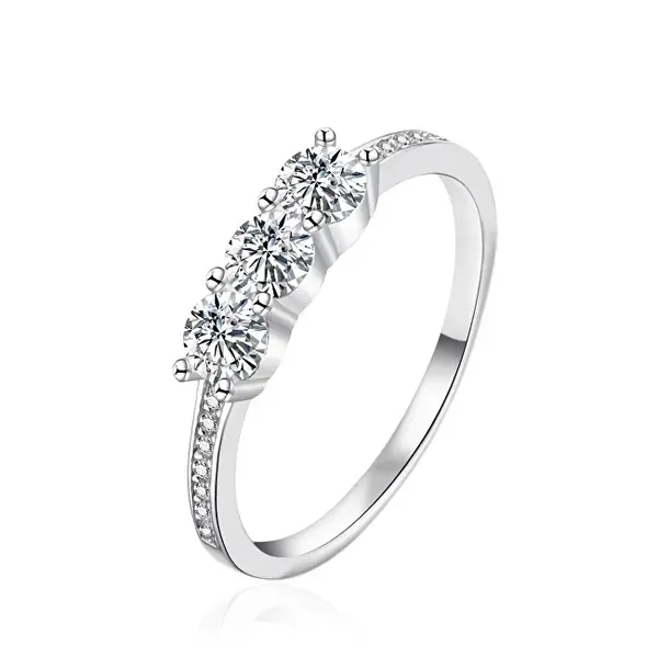 Agato AGT-R39W Sparkling Zirconia Silver Ring - Size: 54mm