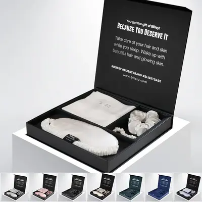 Blissy Dream Gift Set - Pillowcase, Sleep Mask & Scrunchie - 100% Pure Mulberry Silk - 6A Grade 22-Momme - Zippered