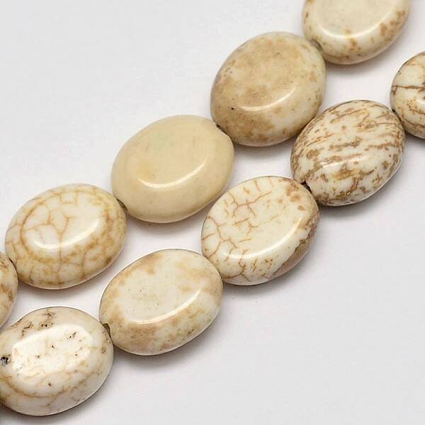 Flat Oval Natural Magnesite Beads Strands
