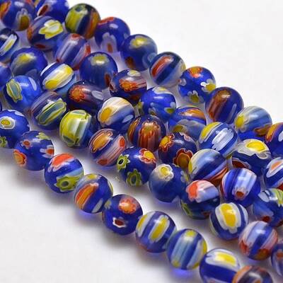 Round Millefiori Glass Beads Strands