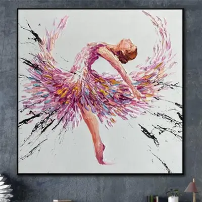 Ballerina Abstract Artwork Large Ballerina Painting Dancing Girl Oil Painting Oil Artwork for Hotel Wall Decor | BALLERINA EL...
