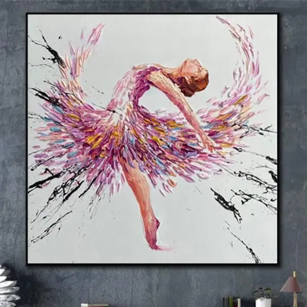 Ballerina Abstract Artwork Large Ballerina Painting Dancing Girl Oil Painting Oil Artwork for Hotel Wall Decor | BALLERINA EL...