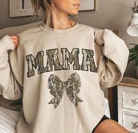 Oldschool MAMA Camo Coquette Bow Sweatshirt - Unisex Cotton Round Neck Tee \