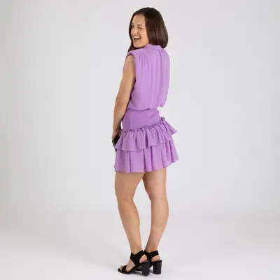 Sleeveless Smocked Mini Dress - Coral - M