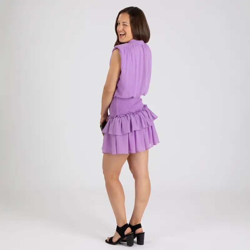Sleeveless Smocked Mini Dress - Coral - M