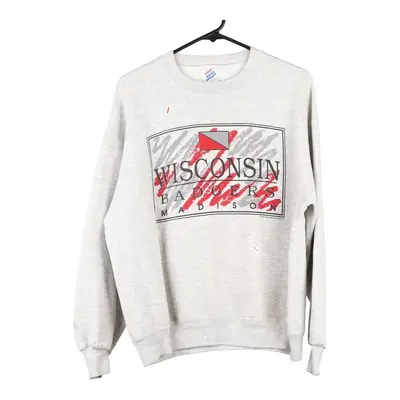 Wisconsin Badgers Jerzees NCAA Sweatshirt - Large Grey Cotton Blend