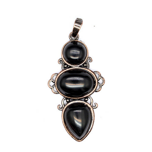Retro Natural Obsidian Pendants