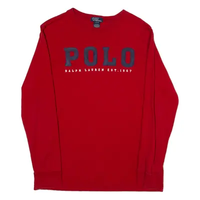 POLO RALPH LAUREN Boys T-Shirt Red Long Sleeve L