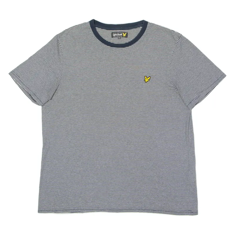 LYLE & SCOTT Striped Mens T-Shirt Blue Crew Neck 2XL