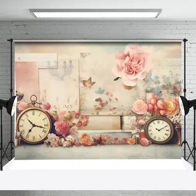 Bell Flowers Vintage Birthday Cake Smash Backdrop - Aperturee