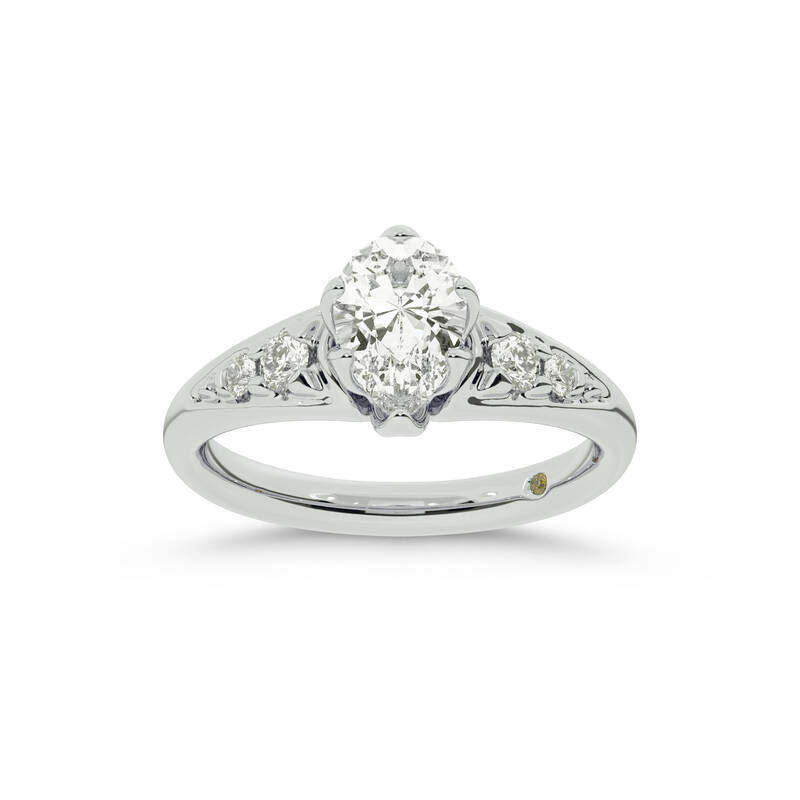 Lyon Tapered Pavé Pear Shape Lab Grown Diamond Engagement Ring | 14K White Gold 2 1/4 CT. TW.
