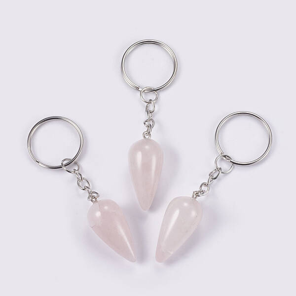 Natural Rose Quartz Keychain