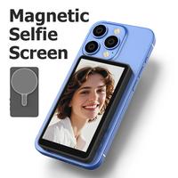 Magnetic Vlog Selfie Monitor Screen for Iphone & Samsung, with Magnetic Phone Holder Clip Mount, Using Phone Rear Camera for ...
