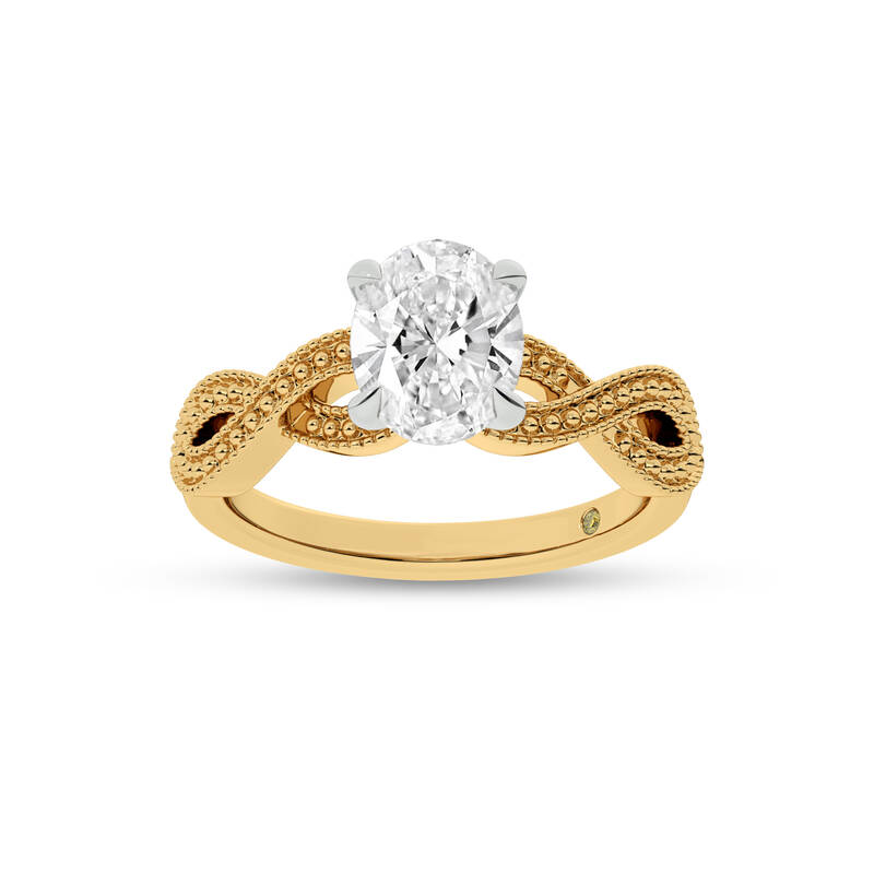York Infinity Shank Oval Lab Grown Diamond Engagement Ring | 10K Yellow Gold 3 1/2 CT. TW.