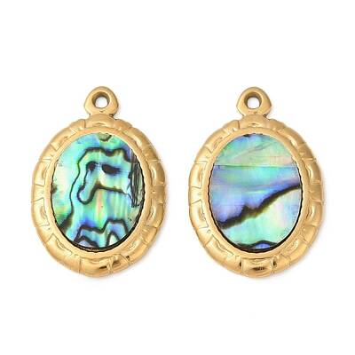 304 Stainless Steel Natural Paua Shell Pendants