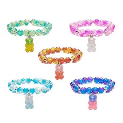 Bling Galss Round Beaded Stretch Bracelet
