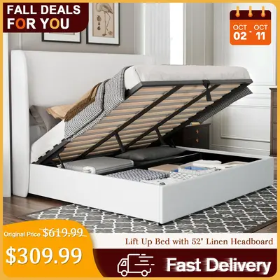 [TikTokShopfalldealsforyou] AMERLIFE Modern Lift Up Storage Bed with 52.1\