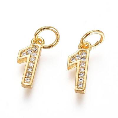 Brass Micro Pave Clear Cubic Zirconia Charms