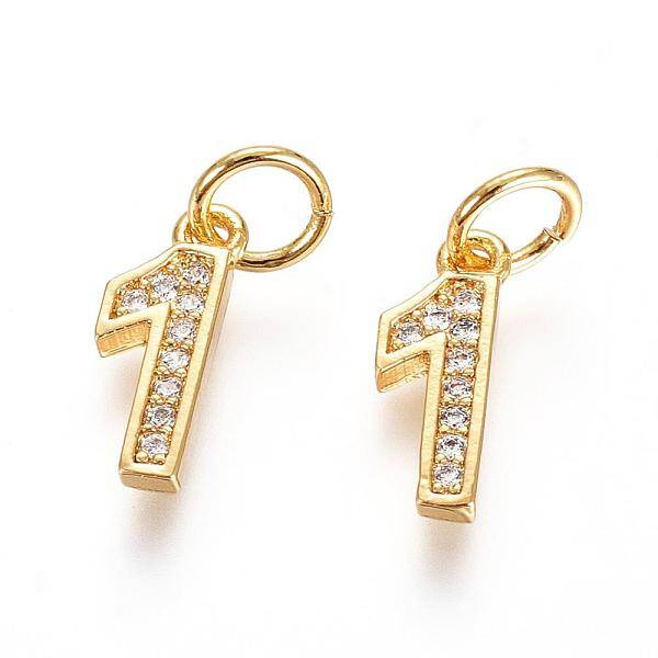 Brass Micro Pave Clear Cubic Zirconia Charms
