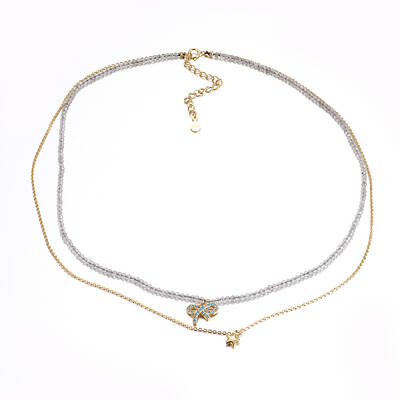 Faceted Natural Labradorite Tiered Necklaces