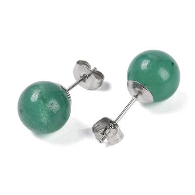 Natural Green Aventurine Stud Earrings
