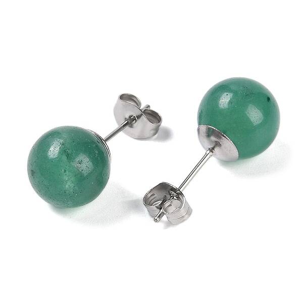 Natural Green Aventurine Stud Earrings