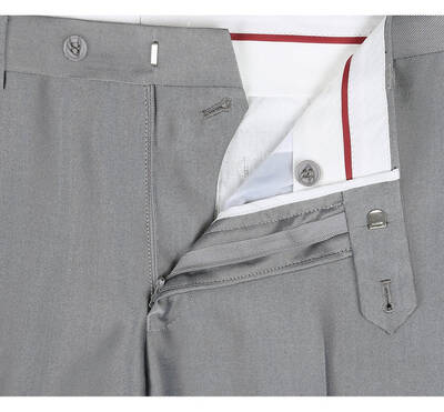 Sharkskin Slim Fit Two-Button Men's Suit with Optional Vest - Silver Grey