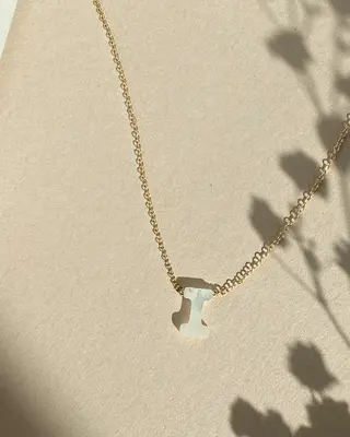 Dawn Initial Necklace | Metal Color: Solid 14K Gold | Style: I