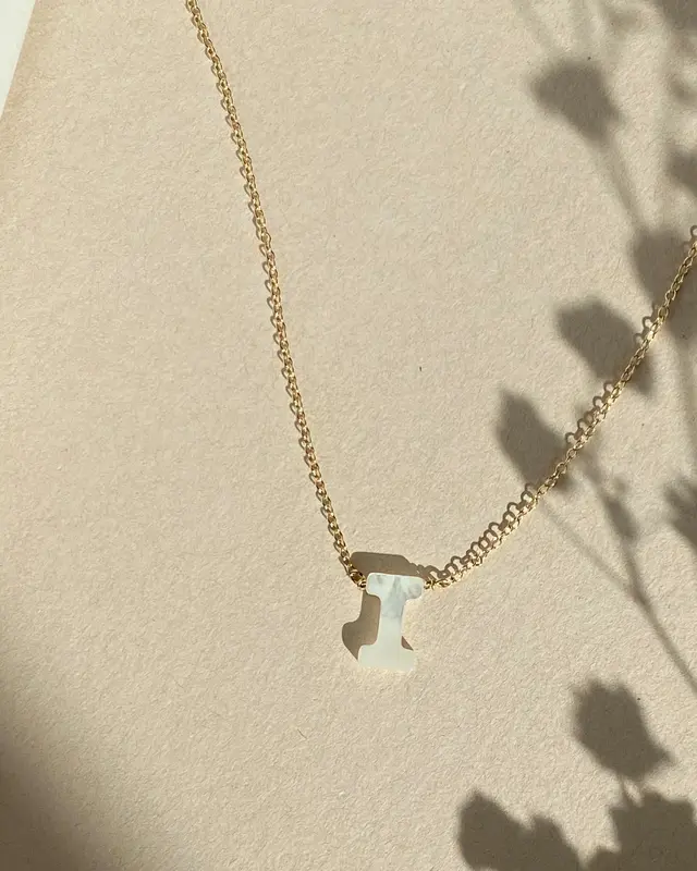 Dawn Initial Necklace | Metal Color: Solid 14K Gold | Style: I
