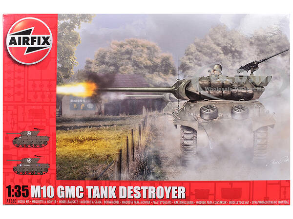 Level 3 Model Kit M10 Gun Motor Carriage (GMC) Tank Destroyer with 2 Scheme Options 1/35 Plastic Model Kit by Airfix