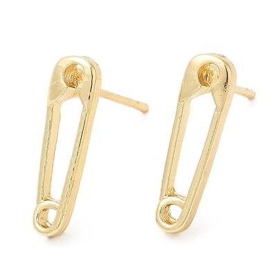 Safety Pin Shape Alloy Stud Earrings for Men Women