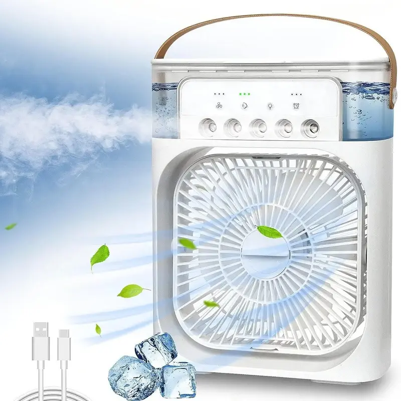 Cooling Spray Humidifier Fan, Portable Misting Fan, Air Cooler with Built-in Humidification System, Ideal for Home Office Use...