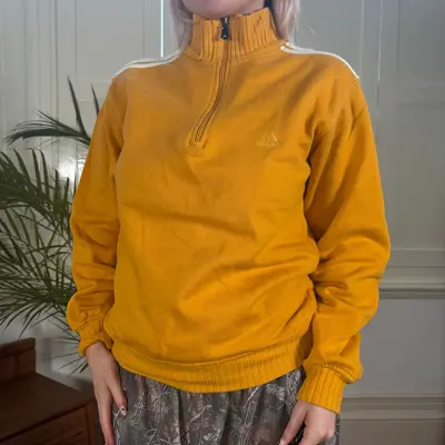 Adidas 1/4 Zip - Small Yellow Cotton